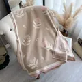 Beige floral cashmere-like scarf with delicate flower prints and fringe details - Khaki