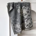 Scialle reversibile in cashmere grigio con motivo jacquard a peonia e bordi a frange - 185cm / Grigio