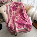 Elegant floral imitation cashmere shawl in pink and purple with fringe tassels - Yh-117 Pink - Peony / 180x65