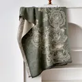 Scialle in finta cachemire con motivi floreali di peonia verde muschio e frange - 185cm / Verde