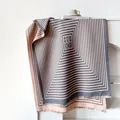 Geometric cashmere-feel scarf in pink and blue with elegant gold-tone fringe - 185cm / Dusty Pink