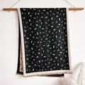 Retro butterfly print scarf in black and beige contrast with delicate fringe - Butterfly Black