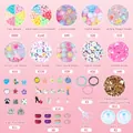 DIY jewelry making kit with colorful polymer clay beads and unicorn charms in grid box - Polymer Clay Beads Collection