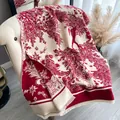 Sciarpa invernale in cashmere double-face rossa e bianca con classica stampa Toile de Jouy - 180cm / Rosso