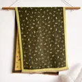 Olive green cashmere-like shawl with butterfly print and contrasting grass green borders - Butterfly Green
