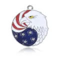 Eagle head and American flag round enamel pendant for DIY necklaces or pet tags - Bald Eagle US Flag Round Style - Silver