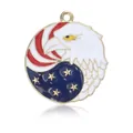 Round American flag eagle pendant with colorful enamel finish for DIY jewelry - Bald Eagle US Flag Round Style - Gold