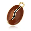 Brown and black enamel coffee bean charm pendant with gold metal loop for jewelry DIY - Coffee Bean Pendant