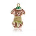 Pendentif caniche en émail marron avec casquette verte pour création de bijoux DIY - Pendentif Caniche avec Chapeau Vert en Émail