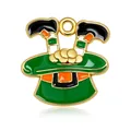 Colgante de sombrero verde San Patricio en esmalte con monedas de oro para joyería DIY - Etiqueta de Sombrero de San Patricio