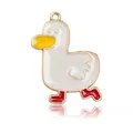 Pendentif canard mignon en alliage blanc avec bordure dorée pour bijoux DIY - Pendentif Canard Dessin Animé en Émail