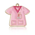 Colgante de enfermera en esmalte rosa y aleación dorada para pulseras y collares DIY - Dije de Esmalte de Uniforme de Enfermera Médica Rosa