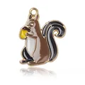 Pendentif écureuil en émail marron pour la création de bijoux DIY et porte-clés - Pendentif Écureuil avec Noisette en Émail