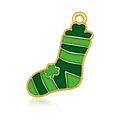 Green striped sock pendant with lucky clover for St. Patrick's Day jewelry making - Lucky Sock