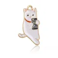 Pendentif chat blanc en alliage tenant un smartphone pour porte-clés et bijoux DIY - Pendentif Chat avec Smartphone en Émail