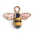 Goudroze bijenhanger met roze emaille vleugels en gestreept lichaam voor DIY-sieraden - Roze Vleugel Bij