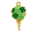 Golden clover bouquet pendant with green enamel petals for DIY bracelets and necklaces - Shamrock Bouquet