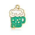 Green beer mug charm with shamrock detail for St. Patrick's Day DIY jewelry making - Green Beer Mug