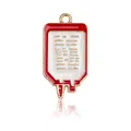 Blood bag style pink medical enamel charm with gold accents for DIY jewelry bracelets - Red and White IV Bag Enamel Charm