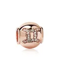 Abalorio signo Géminis en oro rosa con pavé de circonitas para pulseras - Géminis