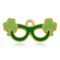 Golden eyewear charm with green enamel shamrock for Saint Patrick's Day DIY jewelry - Shamrock Eyeglasses