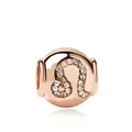 Rose gold Leo zodiac charm bead with pavé crystals for women jewelry DIY - Leo