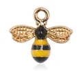 Gouden bijenhanger van legering met geel en zwart emaille voor het maken van DIY-sieraden - Kleine Zwart Gele Bij