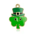 Green St. Patrick's Day shamrock charm with a lucky leprechaun hat for DIY jewelry - Shamrock with Green Hat