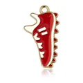 Colgante de zapato deportivo dorado con esmalte rojo y blanco para joyería DIY - Forma de zapatillas / 2,5 cm x 1,5 cm / Rojo
