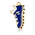 Colgante de zapato de fútbol esmaltado azul y blanco en metal dorado para joyas DIY - Forma de zapatillas / 2,5 cm x 1,5 cm / Azul