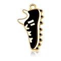 Colgante de zapato deportivo dorado con detalle de esmalte blanco y negro para DIY - Forma de zapatillas / 2,5 cm x 1,5 cm / Negro