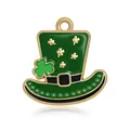 Green St. Patrick's Day leprechaun hat charm with gold clovers and enamel finish - Lucky Top Hat