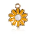 Oranje en witte madeliefje bloem hanger van goudlegering voor DIY sieraden - Emaille Madeliefje
