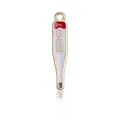 Pink enamel thermometer charm in gold alloy with digital 37.0 display for DIY bracelets - Red Thermometer Enamel Charm