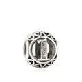 Abalorio de plata con corazones calados, número 1 y cristales para pulseras DIY - Número 1
