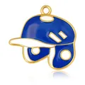 Pendentif casque de baseball en émail bleu et blanc avec finition en alliage doré - Style Casquette de Baseball / 2.4cmx2.4cm / Bleu