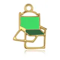 Dije de silla plegable verde y metal dorado para creación de joyería artesanal - 2.1x1.5cm / Silla Plegable Verde