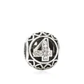 Charm in argento numero 4 con cuori traforati e strass scintillanti per braccialetti - Numero 4