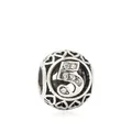 Perlina vintage in argento con cuori traforati e numero 5 in strass per bracciali - Numero 5
