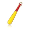 Pendentif batte de baseball avec manche rouge et émail jaune en finition dorée - Forme de batte de baseball / 3,5 cm x 0,6 cm / Combo jaune