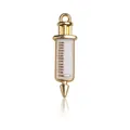 Pink syringe shaped alloy pendant with golden plating and enamel scale detail - White Medical Syringe Enamel Charm