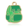 Grüner Emaille-Rucksack-Anhänger mit vergoldetem Metall für DIY-Schmuck und Ketten - 2x1.5cm / Grüner Rucksack