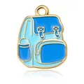 Blauer Emaille-Rucksackanhänger mit goldenen Kanten für DIY-Schmuck und Ketten - 2x1.5cm / Blauer Rucksack