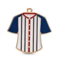 Ciondolo maglia da baseball in smalto dorato con strisce blu e rosse per gioielli DIY - Stile Maglia a Righe