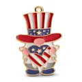 Colgante de gnomo esmaltado con bandera americana y corazón para bisutería DIY - Gnomo Sombrero Bandera EE.UU.