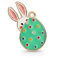 Colgante esmaltado de conejo de Pascua y huevo con lunares para hacer joyas DIY - Colgante Huevo de Pascua Verde con Lunares