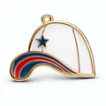 Colgante de gorra de béisbol dorado con estrella azul para manualidades de joyería - Estilo de Gorra de Béisbol