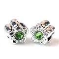 Breloque fleur minimaliste avec pierre verte et accents de diamants pour bracelets DIY - Vert