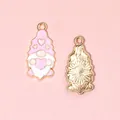 Colgantes de gnomo rosa y blanco con corazón para joyería DIY con base metálica dorada - Rosa con Corazón