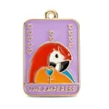 Parrot Tarot card keychain with purple The Empress design and golden alloy finish - The Empress (Red Hat Cat)